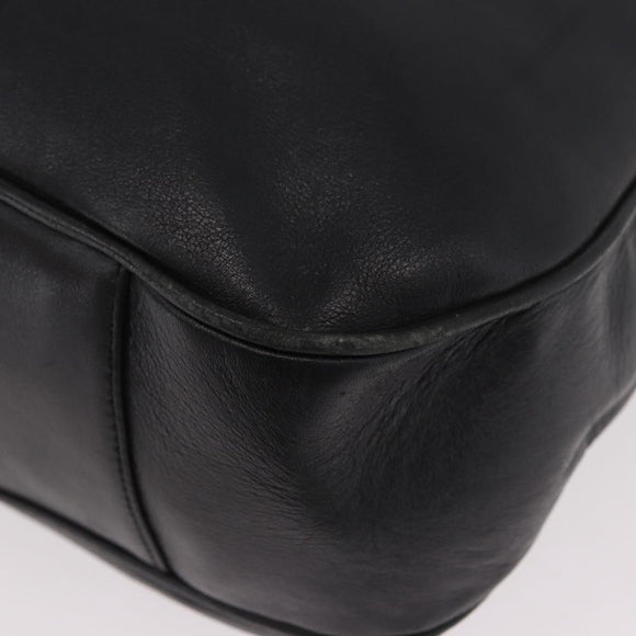 GUCCI Bamboo Shoulder Bag Leather 2way Black Gold 001 3444 1577 Auth 189938