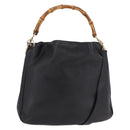 GUCCI Bamboo Shoulder Bag Leather 2way Black Gold 001 3444 1577 Auth 189938-1