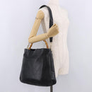 GUCCI Bamboo Shoulder Bag Leather 2way Black Gold 001 3444 1577 Auth 189938-23