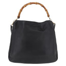 GUCCI Bamboo Shoulder Bag Leather 2way Black Gold 001 3444 1577 Auth 189938-13