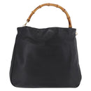 GUCCI Bamboo Shoulder Bag Leather 2way Black Gold 001 3444 1577 Auth 189938-2