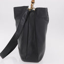 GUCCI Bamboo Shoulder Bag Leather 2way Black Gold 001 3444 1577 Auth 189938-3
