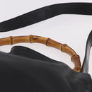 GUCCI Bamboo Shoulder Bag Leather 2way Black Gold 001 3444 1577 Auth 189938-8