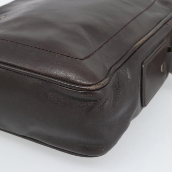 BALLY Shoulder Bag Leather Brown Gold Auth 189939