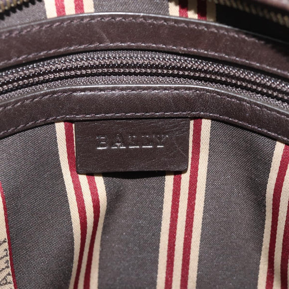 BALLY Shoulder Bag Leather Brown Gold Auth 189939