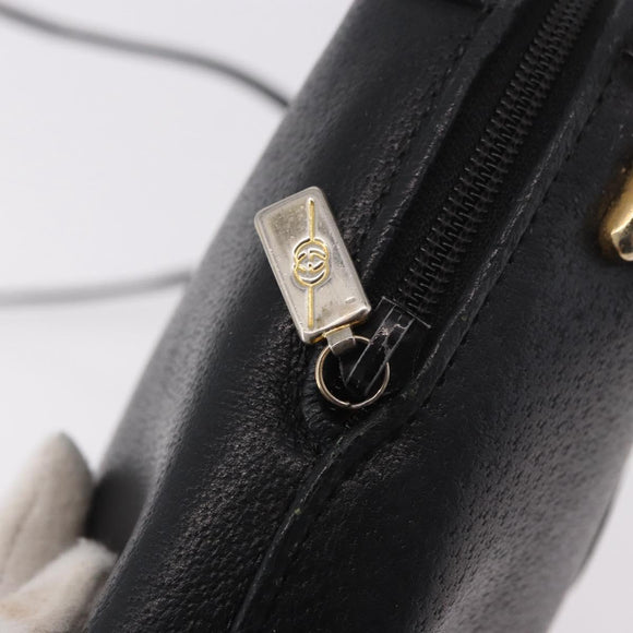GUCCI Shoulder Bag Leather Black Gold 07 37 4916 Auth 189941