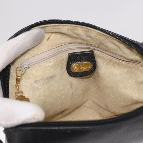 GUCCI Shoulder Bag Leather Black Gold 07 37 4916 Auth 189941