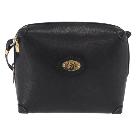 GUCCI Shoulder Bag Leather Black Gold 07 37 4916 Auth 189941