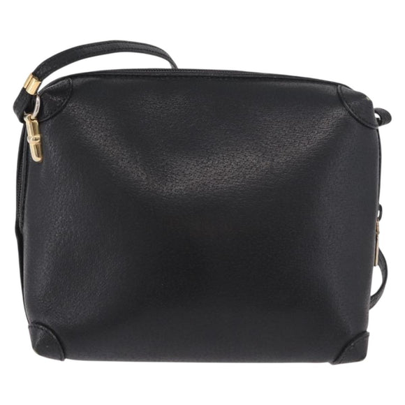 GUCCI Shoulder Bag Leather Black Gold 07 37 4916 Auth 189941