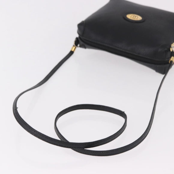GUCCI Shoulder Bag Leather Black Gold 07 37 4916 Auth 189941