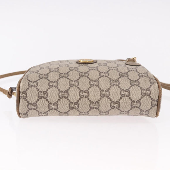 GUCCI GG Supreme Shoulder Bag PVC Beige Gold Auth 189942