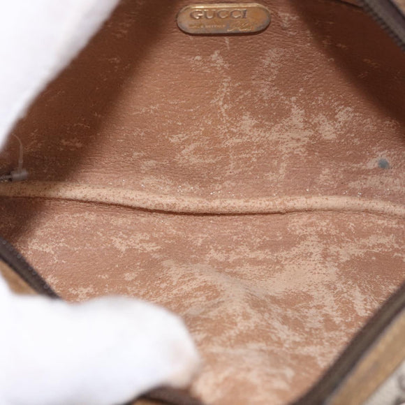 GUCCI GG Supreme Shoulder Bag PVC Beige Gold Auth 189942
