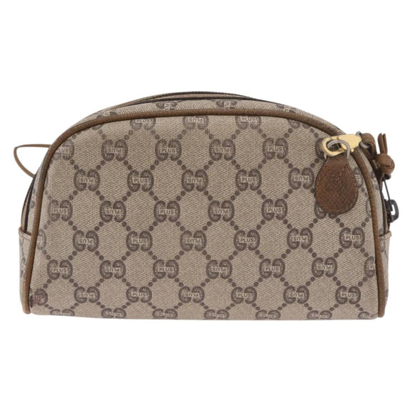 GUCCI GG Supreme Shoulder Bag PVC Beige Gold Auth 189942