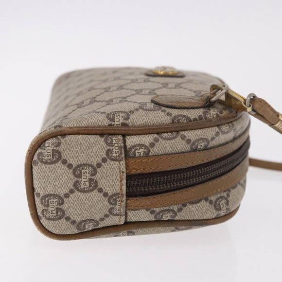 GUCCI GG Supreme Shoulder Bag PVC Beige Gold Auth 189942