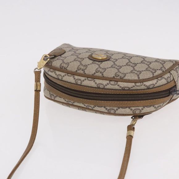 GUCCI GG Supreme Shoulder Bag PVC Beige Gold Auth 189942