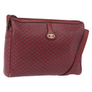 CELINE Macadam Shoulder Bag Leather Bordeaux Gold Auth 189944-1
