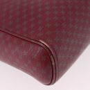 CELINE Macadam Shoulder Bag Leather Bordeaux Gold Auth 189944-9