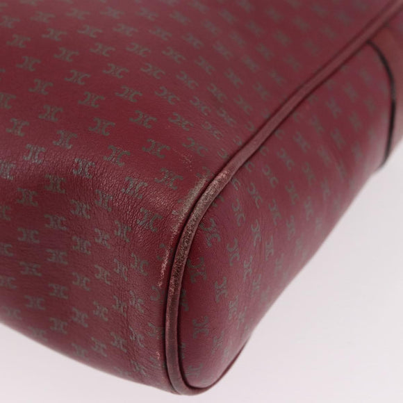 CELINE Macadam Shoulder Bag Leather Bordeaux Gold Auth 189944