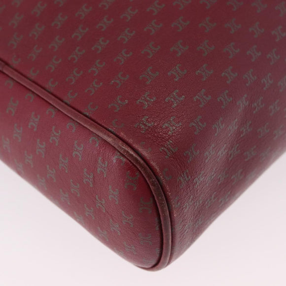 CELINE Macadam Shoulder Bag Leather Bordeaux Gold Auth 189944
