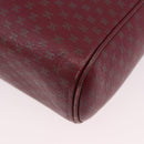 CELINE Macadam Shoulder Bag Leather Bordeaux Gold Auth 189944-16