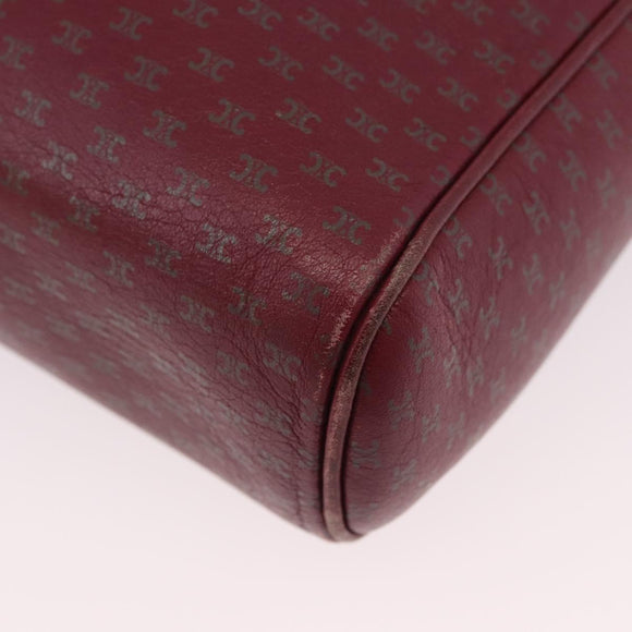 CELINE Macadam Shoulder Bag Leather Bordeaux Gold Auth 189944