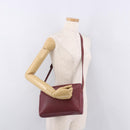 CELINE Macadam Shoulder Bag Leather Bordeaux Gold Auth 189944-23