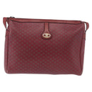 CELINE Macadam Shoulder Bag Leather Bordeaux Gold Auth 189944-13