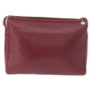 CELINE Macadam Shoulder Bag Leather Bordeaux Gold Auth 189944-2