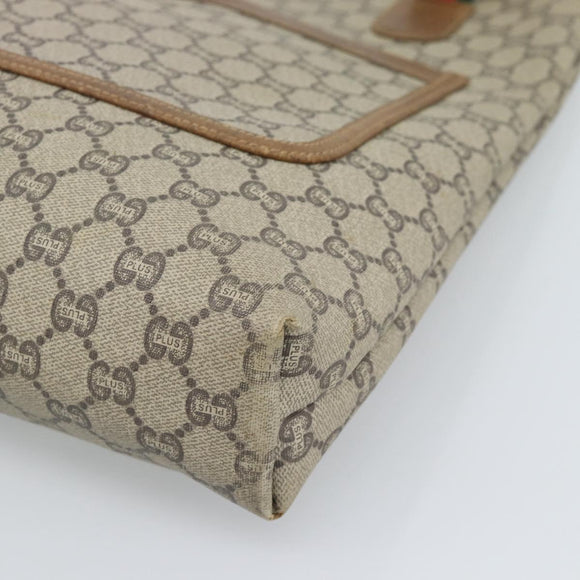 GUCCI GG Supreme Web Sherry Line Tote Bag PVC Beige Gold Auth 189947