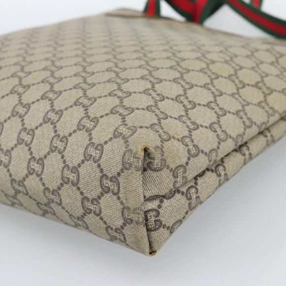 GUCCI GG Supreme Web Sherry Line Tote Bag PVC Beige Gold Auth 189947