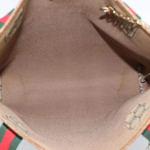 GUCCI GG Supreme Web Sherry Line Tote Bag PVC Beige Gold Auth 189947