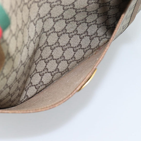 GUCCI GG Supreme Web Sherry Line Tote Bag PVC Beige Gold Auth 189947