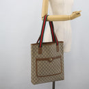 GUCCI GG Supreme Web Sherry Line Tote Bag PVC Beige Gold Auth 189947-23