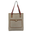 GUCCI GG Supreme Web Sherry Line Tote Bag PVC Beige Gold Auth 189947-13