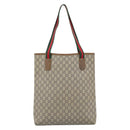 GUCCI GG Supreme Web Sherry Line Tote Bag PVC Beige Gold Auth 189947-2