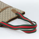 GUCCI GG Supreme Web Sherry Line Tote Bag PVC Beige Gold Auth 189947-7