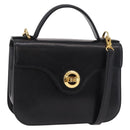 GIVENCHY Hand Bag Leather 2way Black Gold Auth 189948A-1