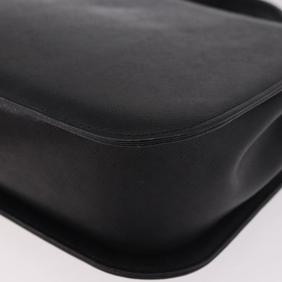 GIVENCHY Hand Bag Leather 2way Black Gold Auth 189948A