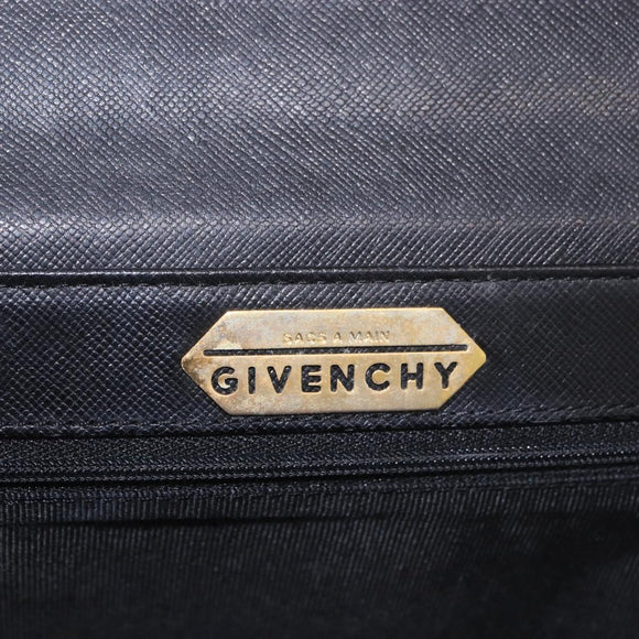 GIVENCHY Hand Bag Leather 2way Black Gold Auth 189948A