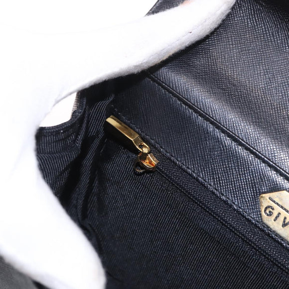 GIVENCHY Hand Bag Leather 2way Black Gold Auth 189948A