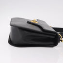 GIVENCHY Hand Bag Leather 2way Black Gold Auth 189948A-4