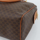CELINE Macadam Canvas Boston Bag PVC Leather Brown Gold Auth 189950A-15