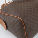 CELINE Macadam Canvas Boston Bag PVC Leather Brown Gold Auth 189950A-16