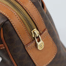 CELINE Macadam Canvas Boston Bag PVC Leather Brown Gold Auth 189950A-17