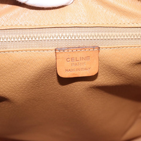 CELINE Macadam Canvas Boston Bag PVC Leather Brown Gold Auth 189950A