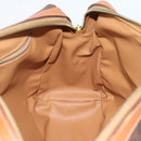 CELINE Macadam Canvas Boston Bag PVC Leather Brown Gold Auth 189950A-19