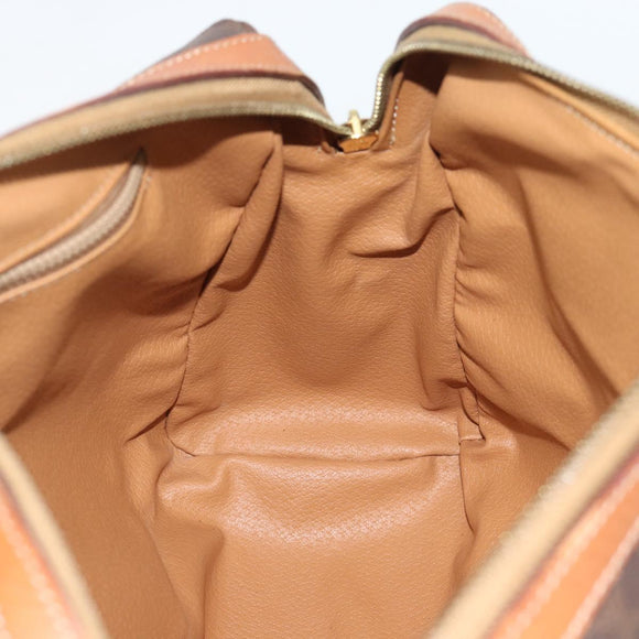 CELINE Macadam Canvas Boston Bag PVC Leather Brown Gold Auth 189950A