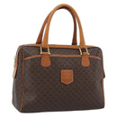 CELINE Macadam Canvas Boston Bag PVC Leather Brown Gold Auth 189950A-1