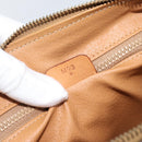 CELINE Macadam Canvas Boston Bag PVC Leather Brown Gold Auth 189950A-12