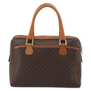 CELINE Macadam Canvas Boston Bag PVC Leather Brown Gold Auth 189950A-2